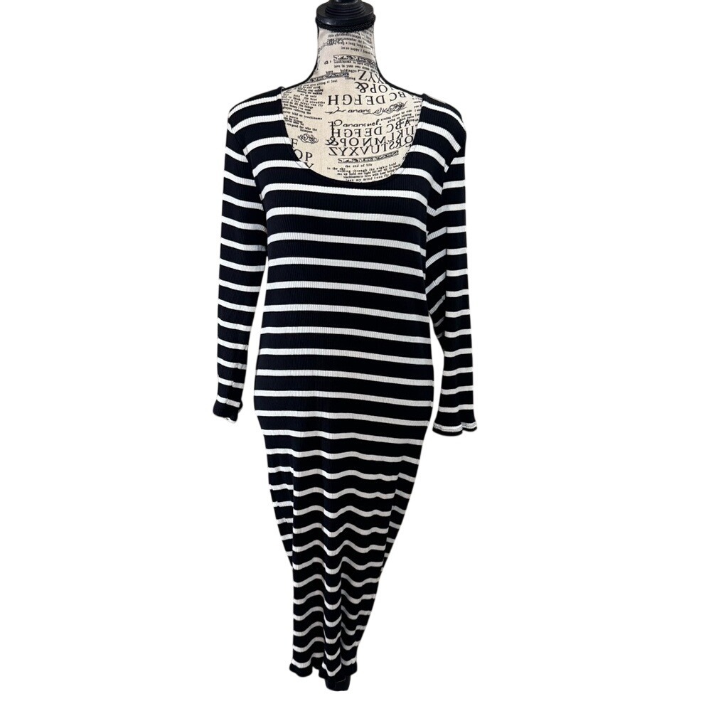 torrid Black and White Striped Long Sleeve Maxi Dress